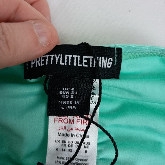 NWT PRETTY LITTLE THINGS Mint Aqua Green Ruched Swim Skirt (#891) - Picture 2 of 7